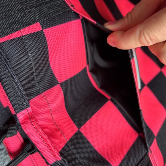 HERSCHEL Alexander Insulated Zip Tote and Bottle Holder/Large Check Neon Pink/Bl - Picture 9 of 14